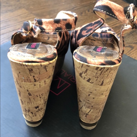 Leopard print peep toe wedge cork heel - Picture 5 of 7